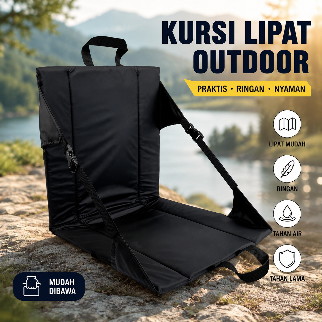 OKRAFT Kursi Lipat Outdoor Camping Portable Stadium Seat Chair - SS-10 Gambar produk OKRAFT Kursi Lipat Outdoor Camping Portable Stadium Seat Chair - SS-10 - Utama