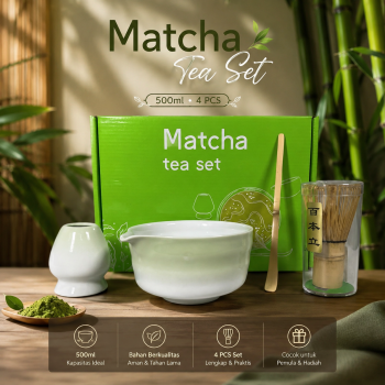 One Two Cups Matcha Set Kit Chawan Chasen Chashaku Ceramic 500ml 4 PCS - CZ3