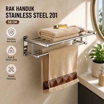 EEND Rak Kamar Mandi Shelf Towel Rack Single Layer Stainless Steel 201 - E-201