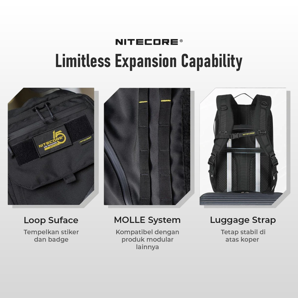 NITECORE Tas Ransel Laptop 15.6 Inch 500D Cordura MOLLE System 23L - BP23 PRO Gambar produk NITECORE Tas Ransel Laptop 15.6 Inch 500D Cordura MOLLE System 23L - BP23 PRO - 6