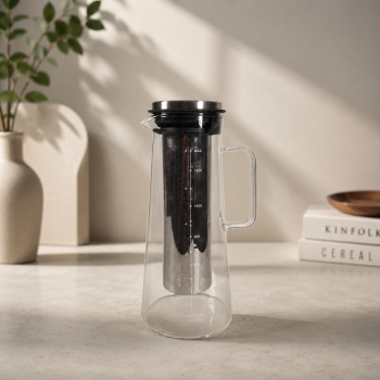 Gambar produk One Two Cups Teko Kaca Kopi Teh Water Pitcher Stainless Steel Filter 1300ml - MD-10 - 2