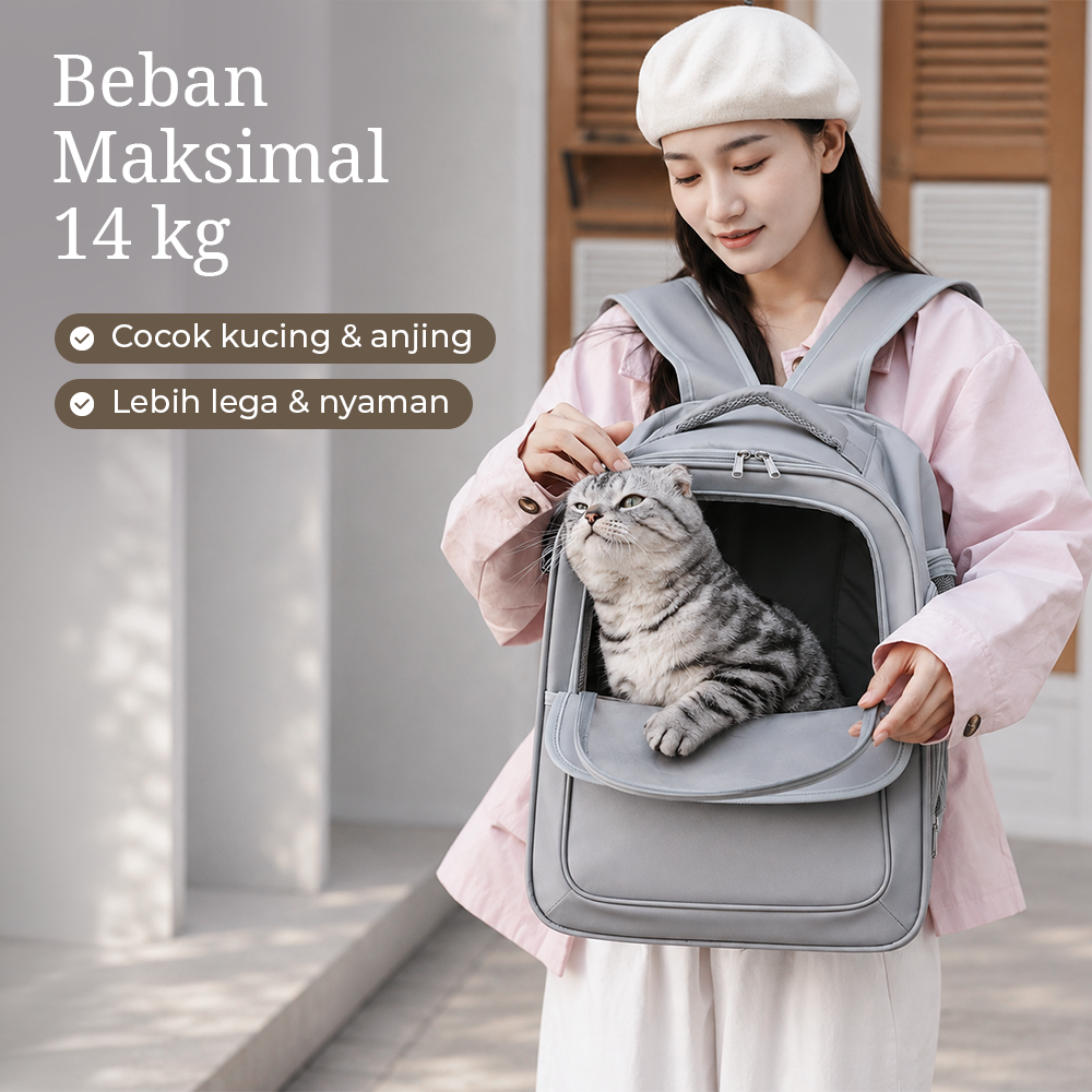 Moorpet Tas Kucing Anjing Pet Cargo Breathable Backpack Travel Oxford - M14 Gambar produk Moorpet Tas Kucing Anjing Pet Cargo Breathable Backpack Travel Oxford - M14 - 6