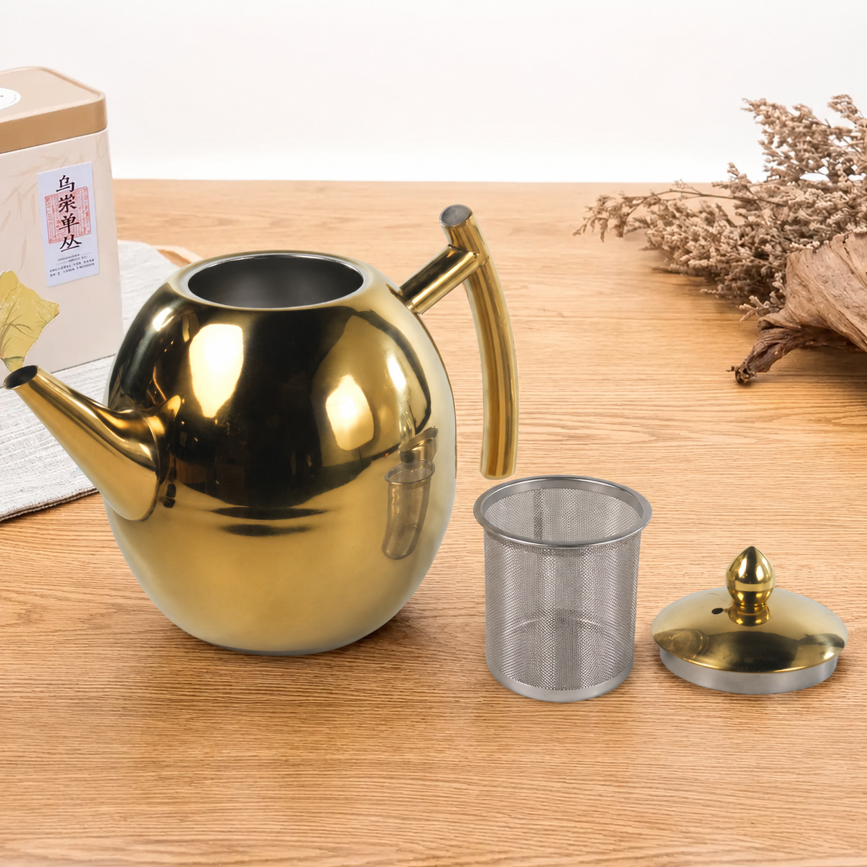One Two Cups Teko Teh Stainless Steel Filter Water Kettle Teapot 1.5L - HS4050 Gambar produk One Two Cups Teko Teh Stainless Steel Filter Water Kettle Teapot 1.5L - HS4050 - 6