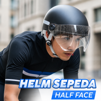 Gambar produk SPORT BIBU Helm Sepeda Skuter Motor Retro Vintage Half Face With Visor - U20