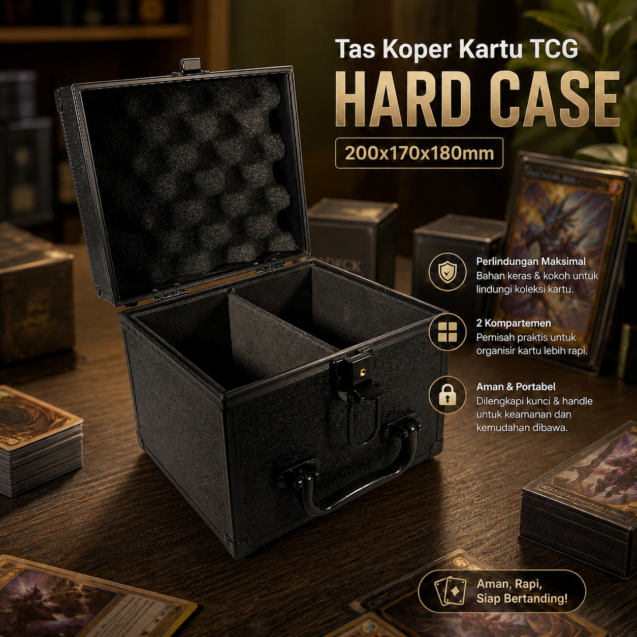 TaffGUARD Tas Koper Penyimpanan Kartu Trading Card Hard Case Aluminum 200x170x180mm - LE20 Gambar produk TaffGUARD Tas Koper Penyimpanan Kartu Trading Card Hard Case Aluminum 200x170x180mm - LE20 - Utama