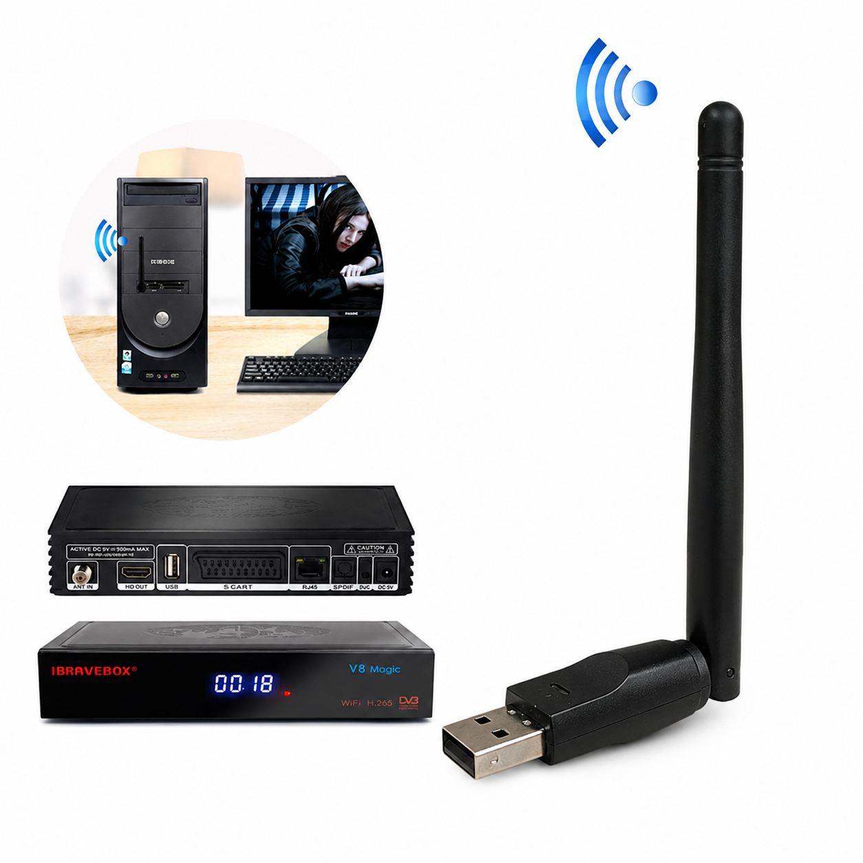 Taffware WiFi USB Adapter 802.11N 150Mbps 3dBi MT7601 with Antena Gambar produk Taffware WiFi USB Adapter 802.11N 150Mbps 3dBi MT7601 with Antena - 4