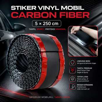 Stiker Vinyl Mobil Carbon Fiber Rubber Strip Bumper Guard 5x250cm - C38404
