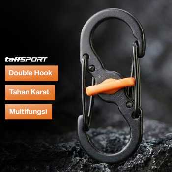 Gambar produk TaffSPORT Carabiner Metal Double Hook Spring Lock Gantungan Kunci 50kg - AT17