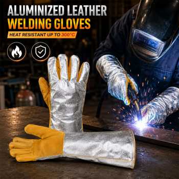 STR Sarung Tangan Las Kulit Alumunium Anti Panas Welding Gloves - STL-60