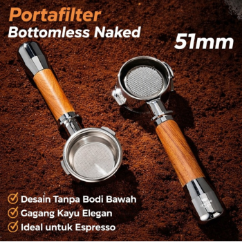 One Two Cups Portafilter Bottomless Naked Detachable Stainless 51mm - NP55