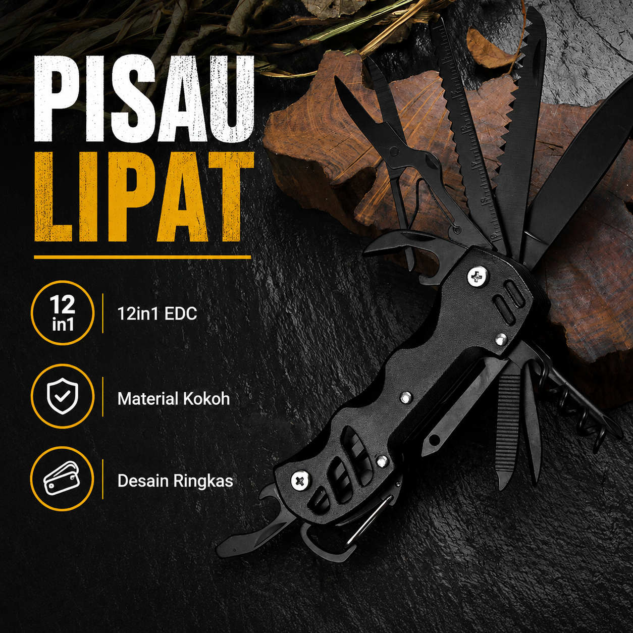 MILAIKE Pisau Lipat Swiss Army Multitools 12in1 Outdoor Survival Knife - ML95 Gambar produk MILAIKE Pisau Lipat Swiss Army Multitools 12in1 Outdoor Survival Knife - ML95 - Utama