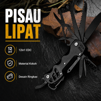 MILAIKE Pisau Lipat Swiss Army Multitools 12in1 Outdoor Survival Knife - ML95
