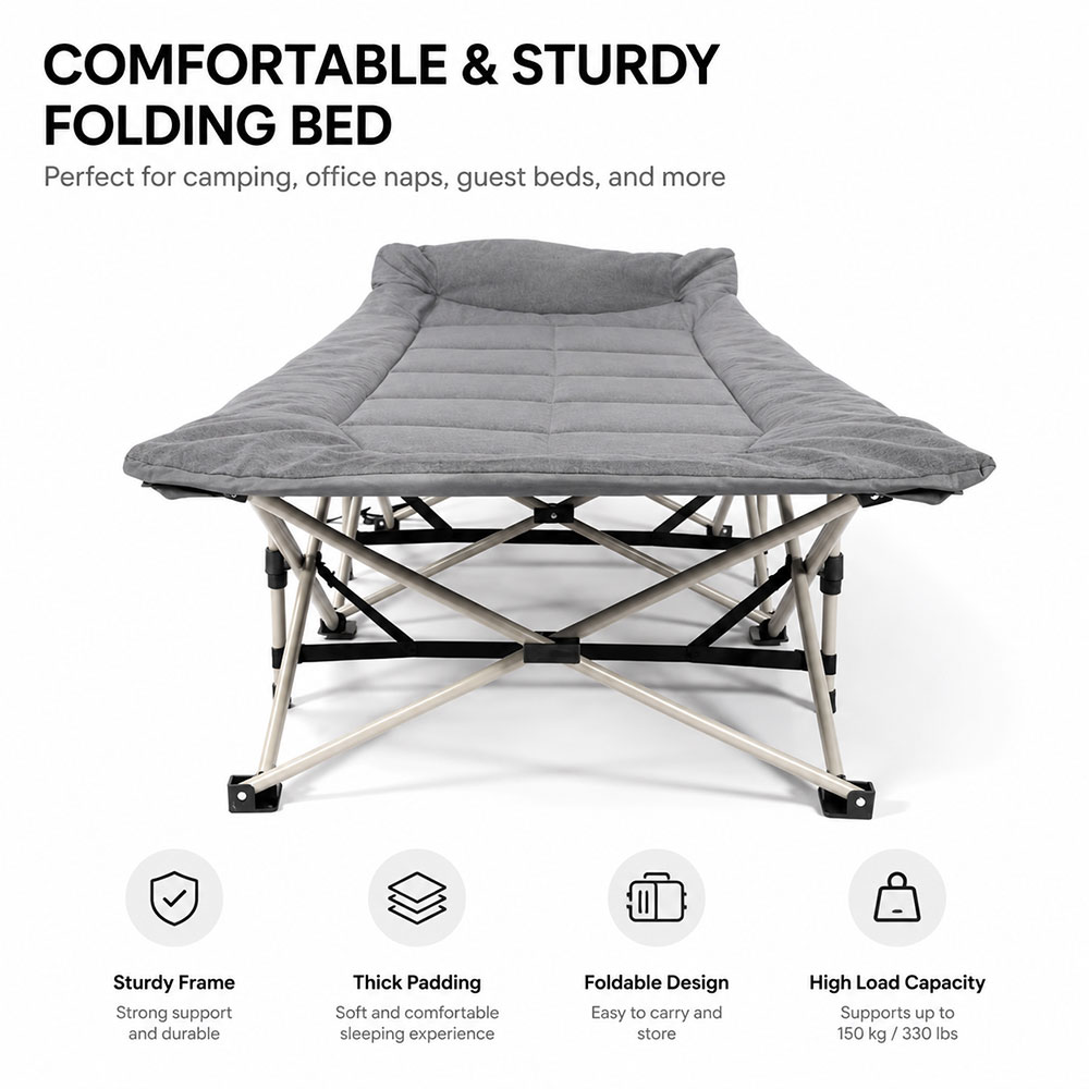 REDCAMP Ranjang Lipat Kursi Malas Velved Portable Folding Escort Bed - NG10 Gambar produk REDCAMP Ranjang Lipat Kursi Malas Velved Portable Folding Escort Bed - NG10 - 2