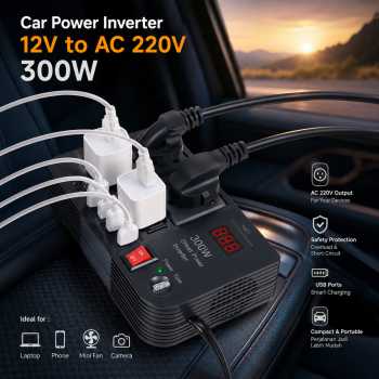 Gambar produk OTOHEROES Car Power Inverter Mobil DC 12V to AC 220V 300W 4 USB Port - E8982