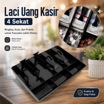 FASITE Laci Uang Kasir 4 Sekat Plastik Coin Cash Drawer Tray - 002