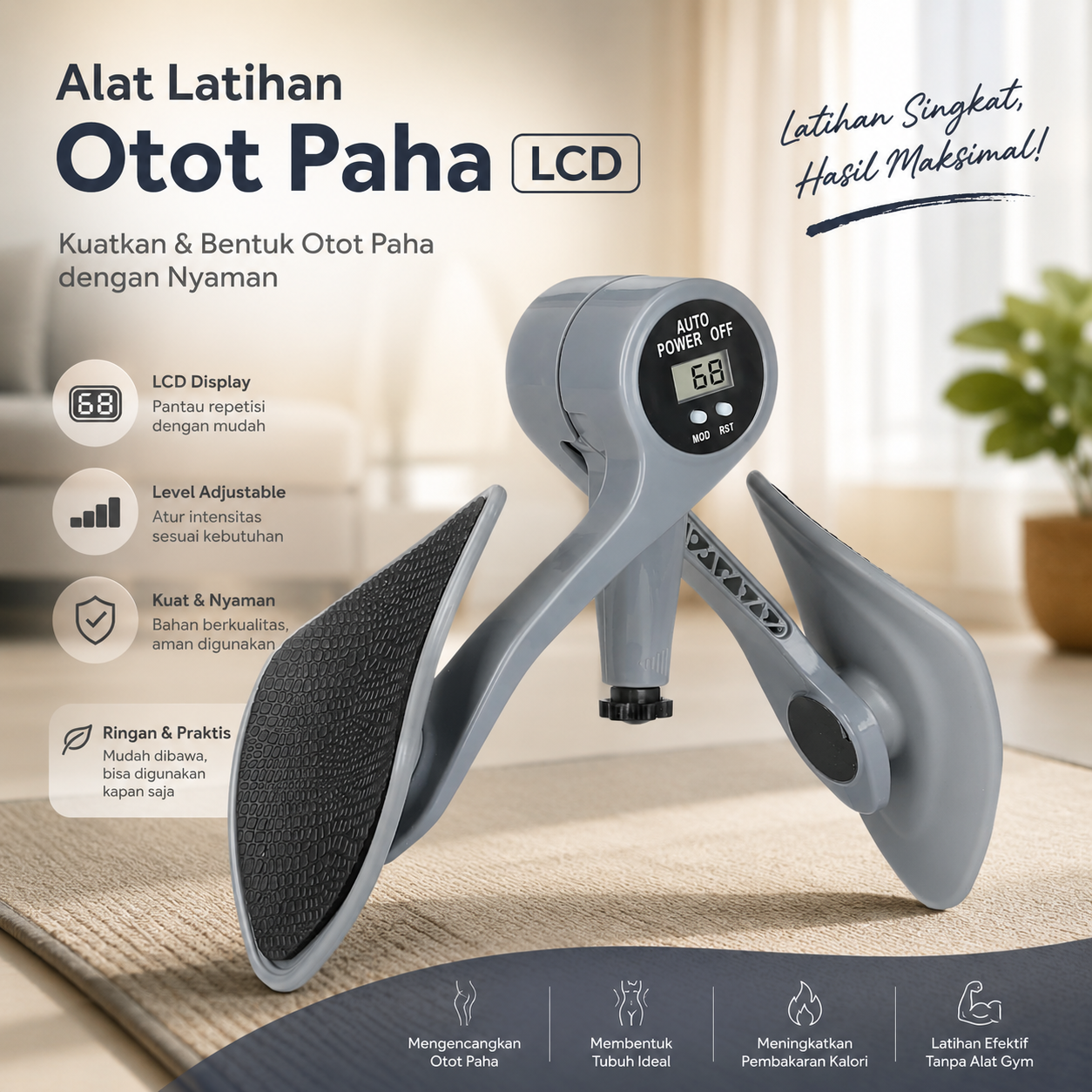 VEKSO Alat Latihan Otot Paha Pelvic Muscle Trainer Adjustable with LCD - V70 Gambar produk VEKSO Alat Latihan Otot Paha Pelvic Muscle Trainer Adjustable with LCD - V70 - Utama