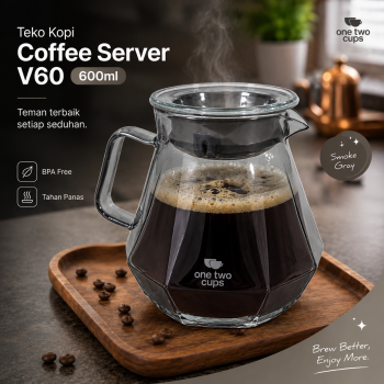 One Two Cups Teko Kopi Coffee Server V60 Drip Pour Over 600ml - LS048