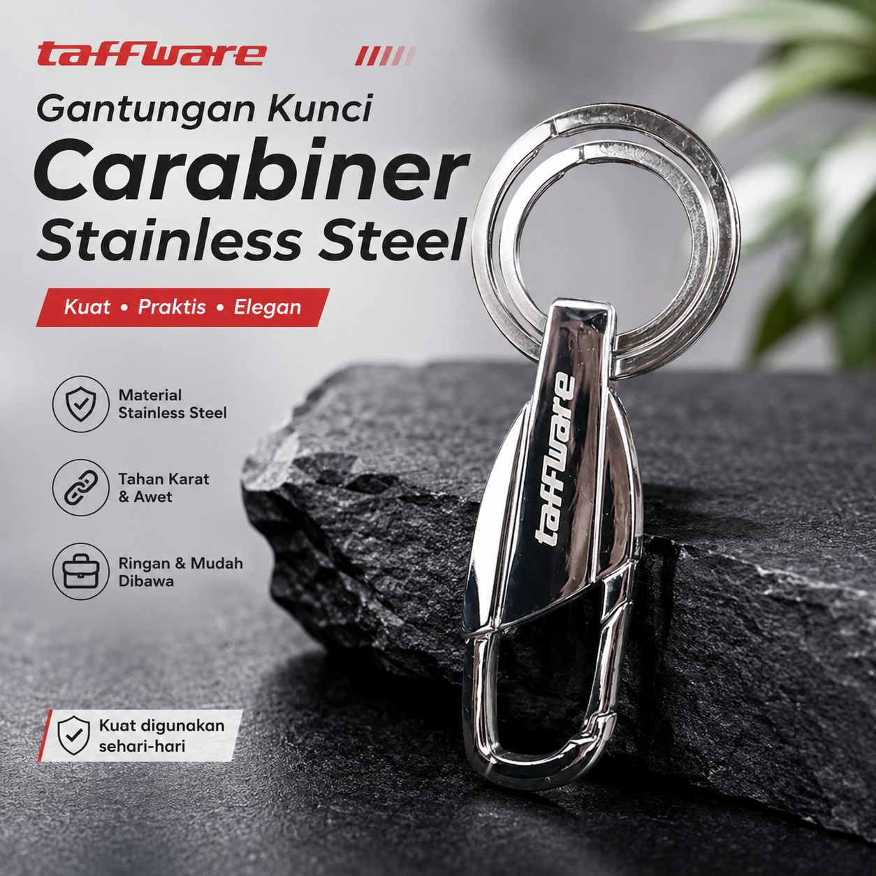 Gambar produk Taffware Gantungan Kunci Carabiner Keychain Stainless Steel - K372 - Utama