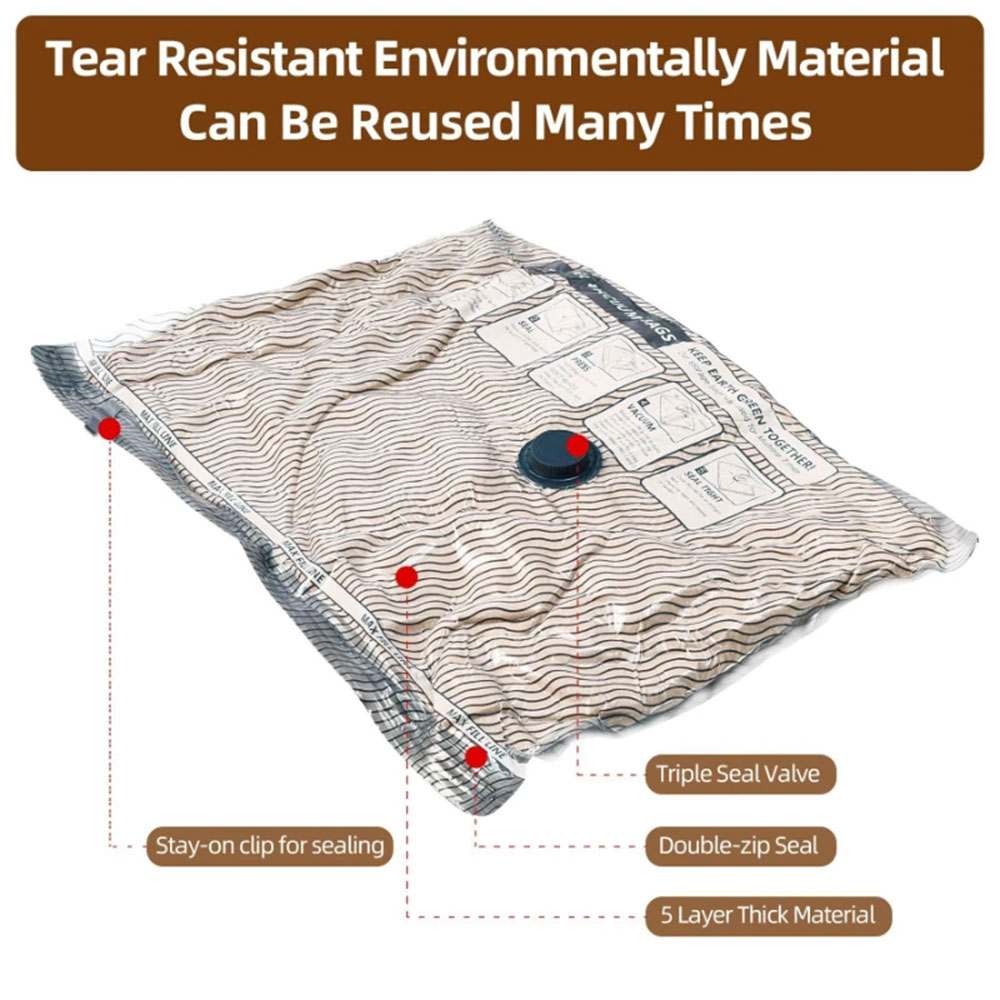 TaffPACK Kantong Plastik Vakum Pakaian Vacuum Compression Bag 1 PCS 40x50cm - YK-100 Gambar produk TaffPACK Kantong Plastik Vakum Pakaian Vacuum Compression Bag 1 PCS 40x50cm - YK-100 - 2