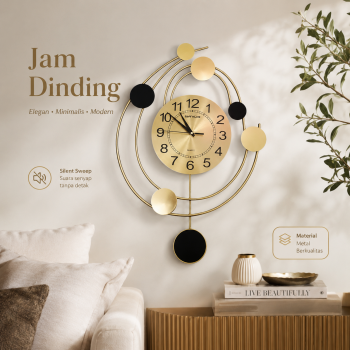 TaffHOME Jam Dinding Quartz Iron Luxury Nordic Style 64cm - SF126888