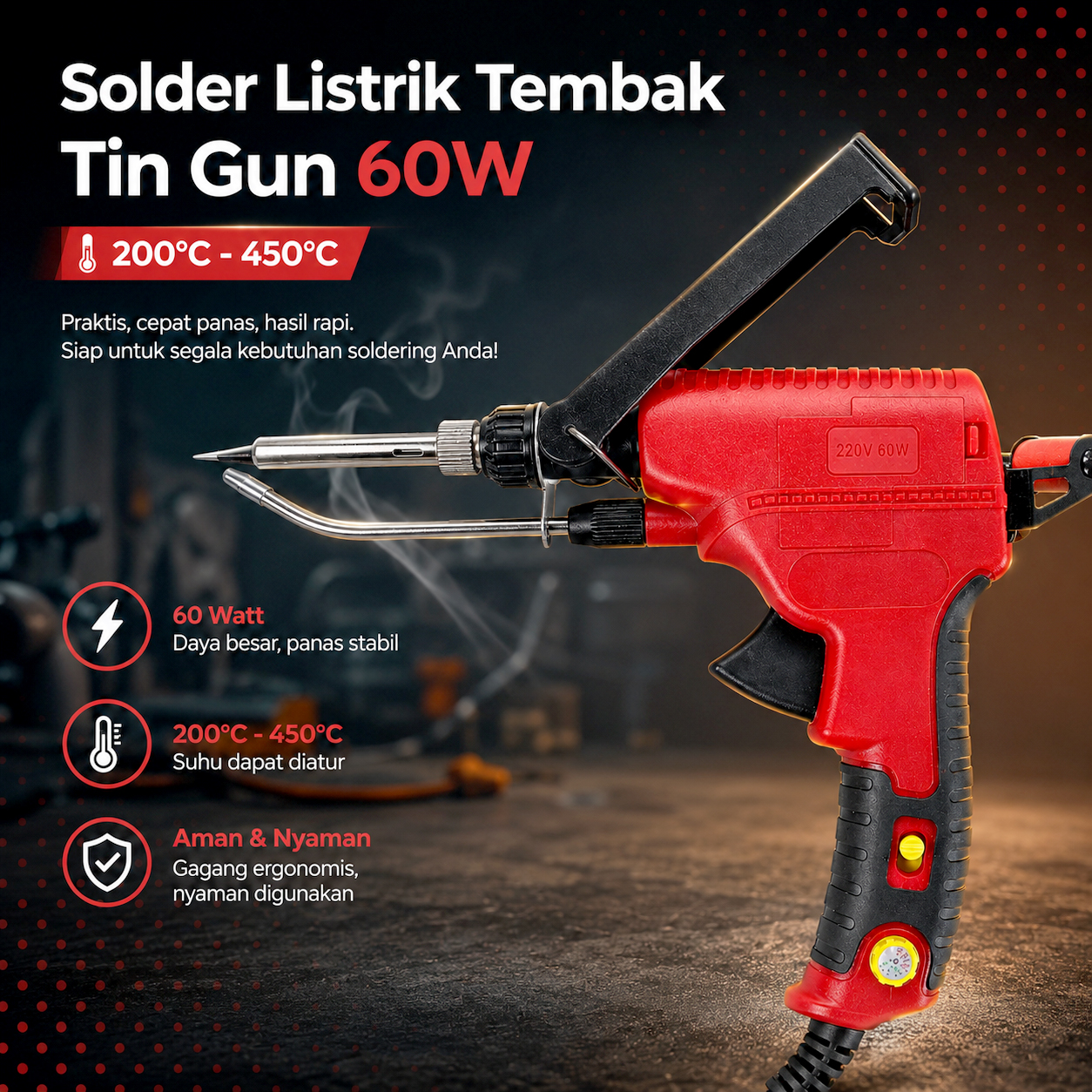 Gambar produk LEFAVOR Solder Listrik Tembak Tin Gun Adjustable Temperature 60W - GT-20 - Utama
