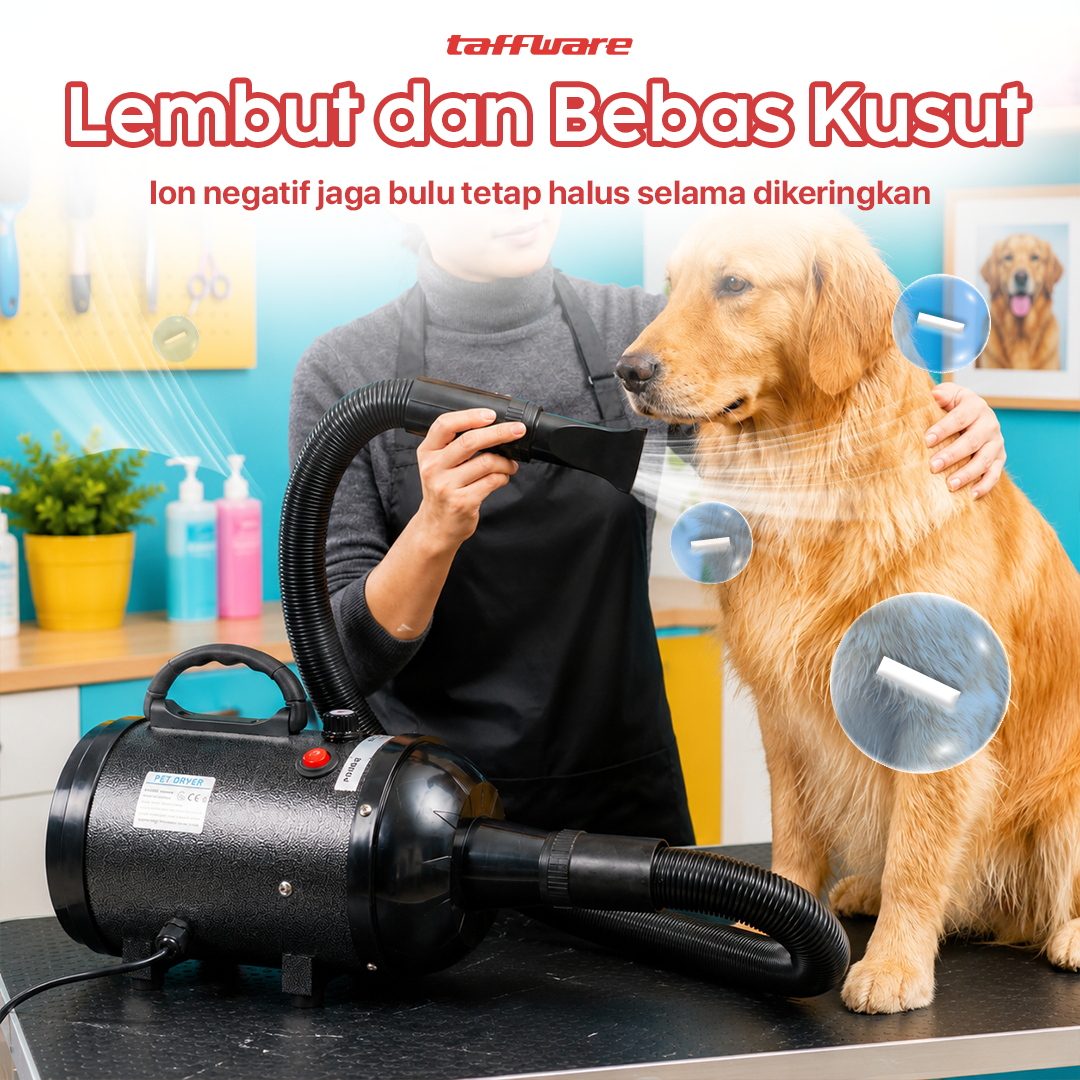 Taffware Pet Hair Dryer Dog Cat Grooming Stepless Speed 2100W - SH-168 Gambar produk Taffware Pet Hair Dryer Dog Cat Grooming Stepless Speed 2100W - SH-168 - 3