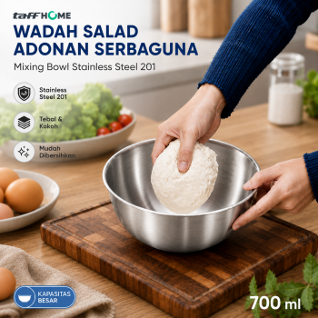 TaffHOME Wadah Salad Adonan Kue Serbaguna Mixing Bowl Stainless Steel - INU69