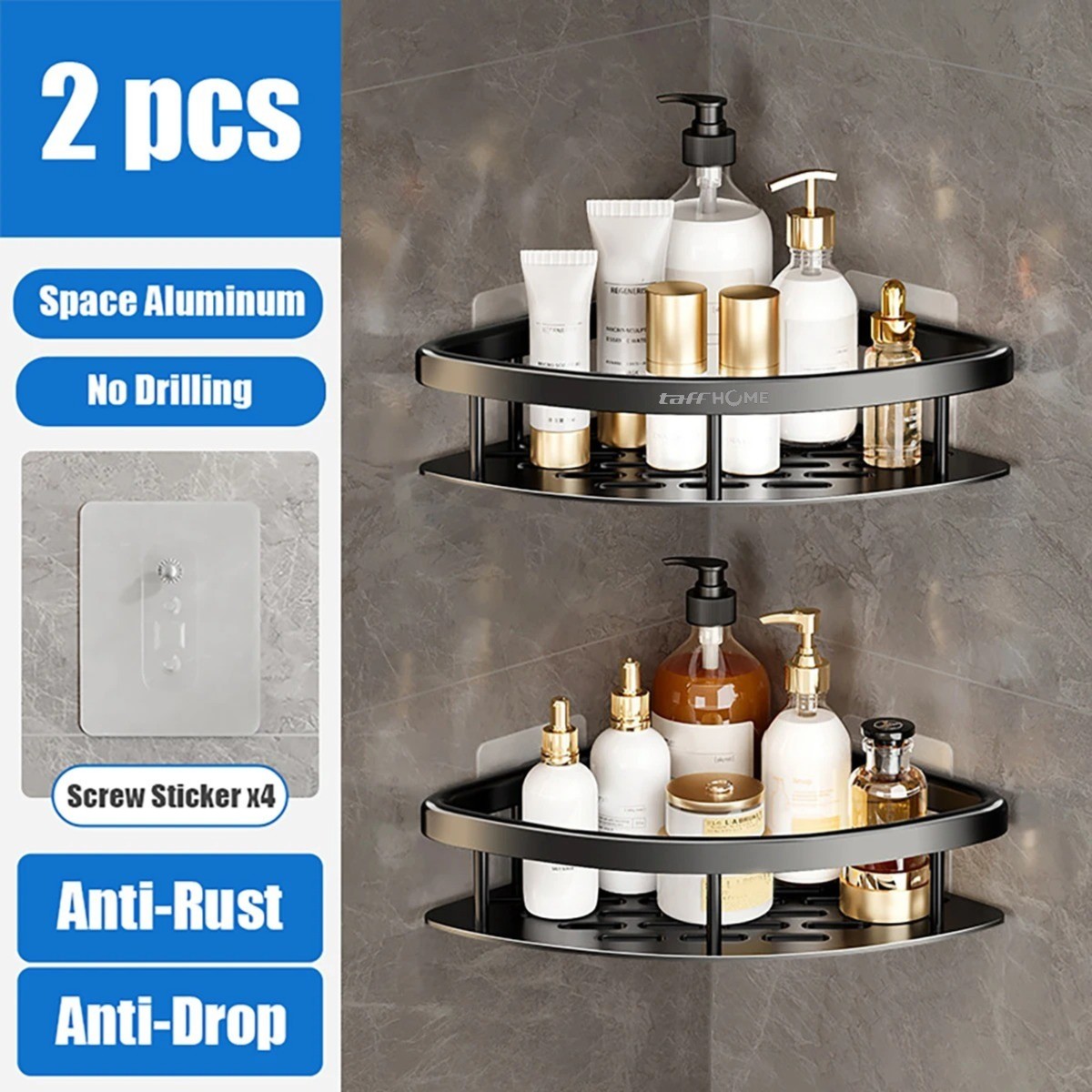 Gambar produk TaffHOME Rak Gantung Kamar Mandi Bathroom Organizer Double Layer - ET35 - 4