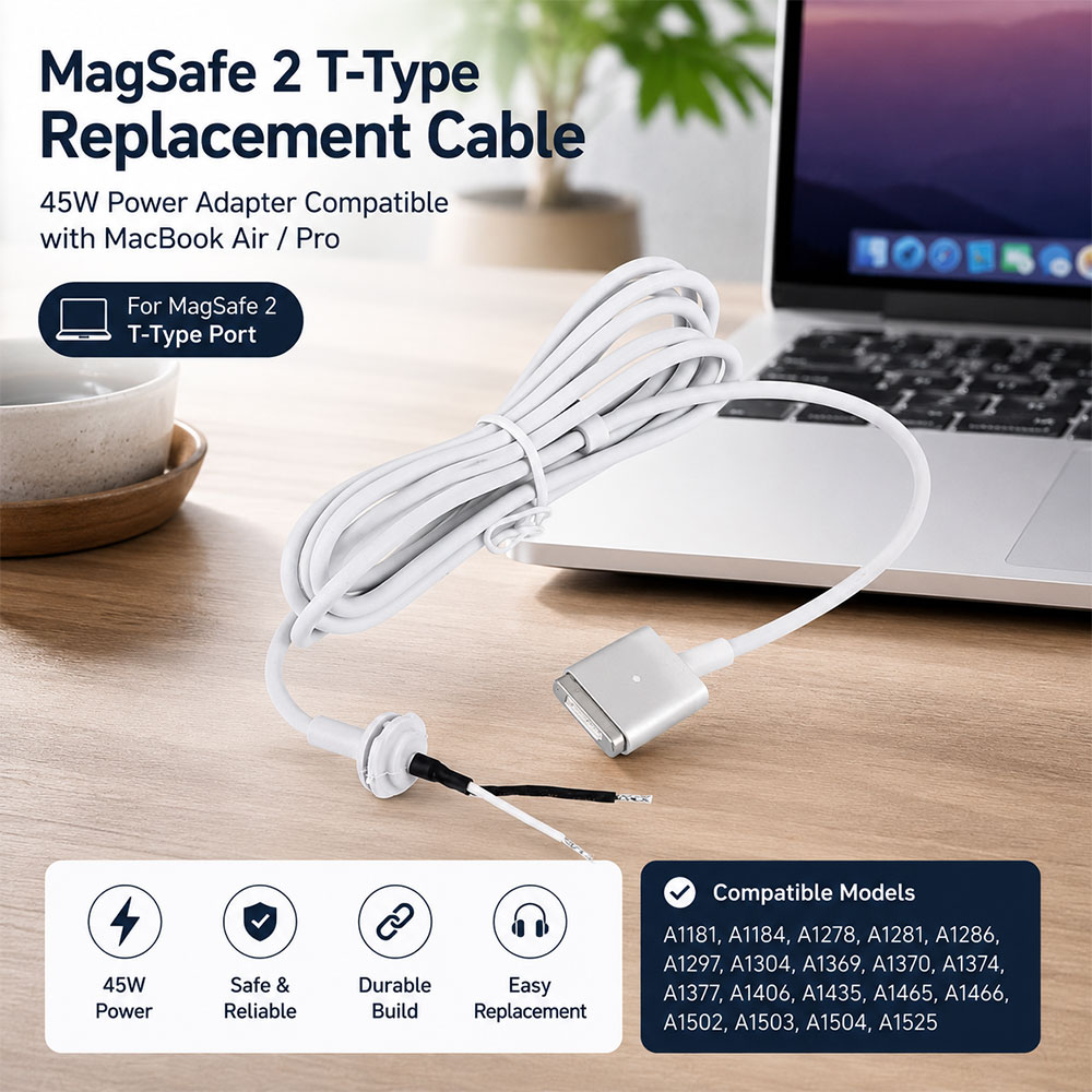 Gambar produk TOBO Kabel Chager Magsafe 2 T-Type Replacement Cable Macbook Air/Pro 45W - AO30 - Utama