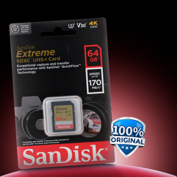 Gambar produk SanDisk Extreme SDXC UHS-I Card V30 U3 Class 64GB-SDSDXV2-064G - SDSDXV