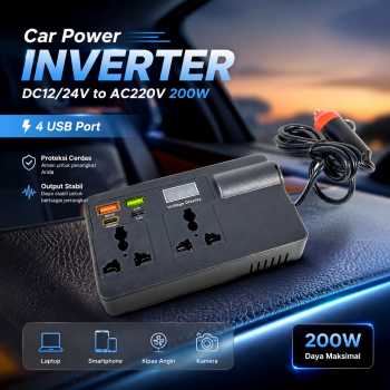 FMA Car Power Inverter DC12/24V to AC220V 200W 4 USB Port - C11-A