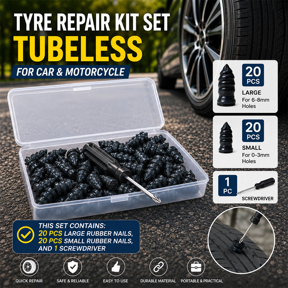 Adiwo Tyre Repair Kit Set Tubeless Alat Tambal Ban Mobil Motor 40 PCS - LN150 Gambar produk Adiwo Tyre Repair Kit Set Tubeless Alat Tambal Ban Mobil Motor 40 PCS - LN150 - Utama