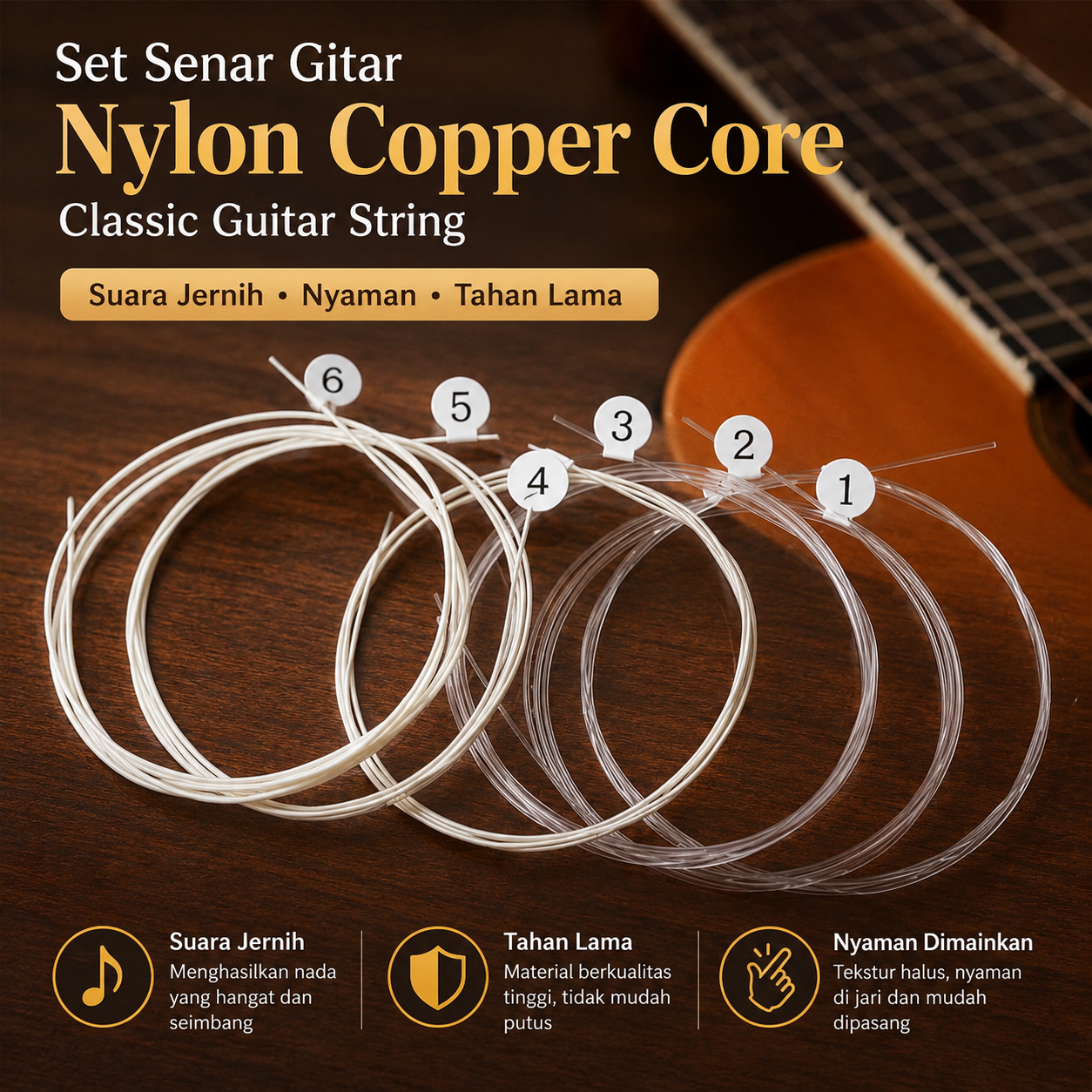 Fengniao Set Senar Gitar Nylon Copper Core Classic Guitar String - 205 Gambar produk Fengniao Set Senar Gitar Nylon Copper Core Classic Guitar String - 205 - Utama