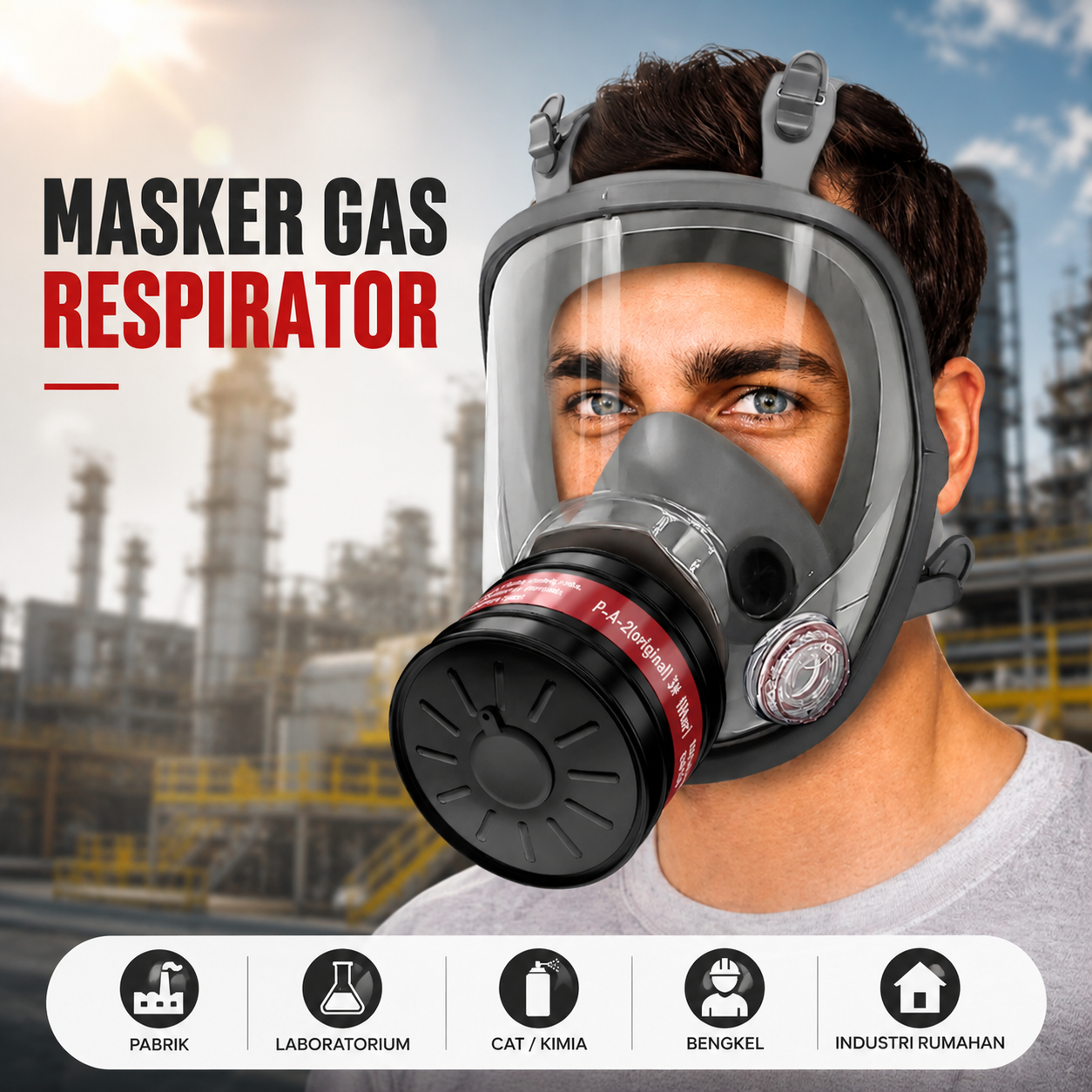 DEWBEST Masker Gas Respirator Full Face with Activated Carbon Filter - 6800-A Gambar produk DEWBEST Masker Gas Respirator Full Face with Activated Carbon Filter - 6800-A - Utama
