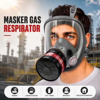 DEWBEST Masker Gas Respirator Full Face with Activated Carbon Filter - 6800-A