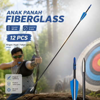 TOPARCHER Anak Panah Arrow Fiberglass 6mm Spine for Recurve Bow 12 PCS - 80C
