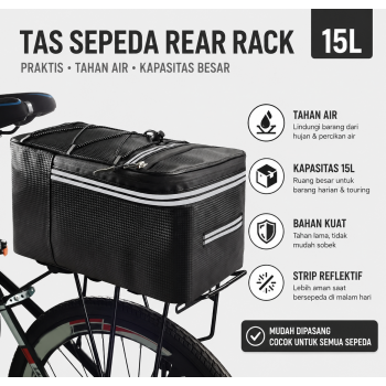 Gambar produk APWIKOGER Tas Sepeda Carrier Bike Bag Pannier Waterproof 15L - PE2