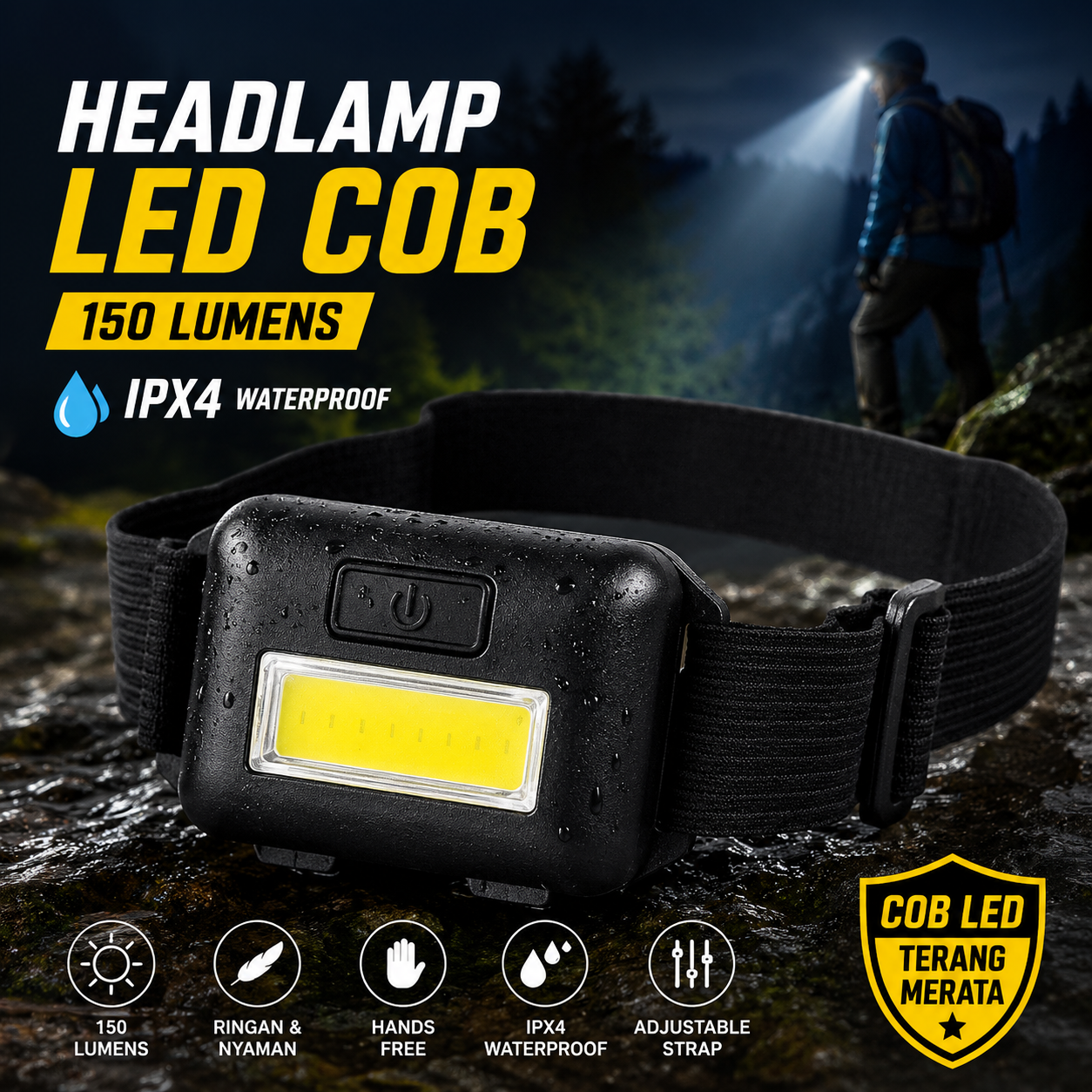 Alloet Senter Kepala Headlamp LED COB IPX4 150 Lumens - HE05 Gambar produk Alloet Senter Kepala Headlamp LED COB IPX4 150 Lumens - HE05 - Utama