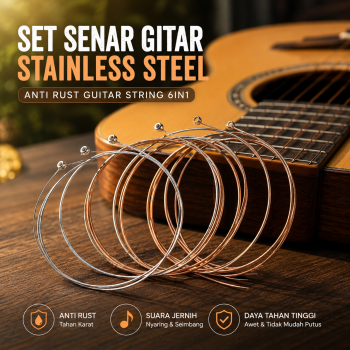 Alice Set Senar Gitar Stainless Steel Anti Rust Guitar String 6in1 - 203