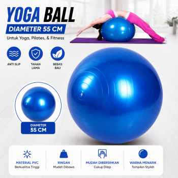 Gambar produk LIVELY Bola Yoga Gym Ball Pilates Fitness PVC Anti Slip 55cm 55cm