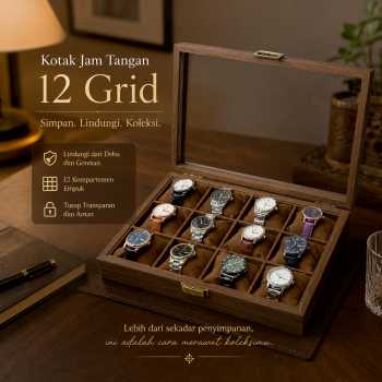 LuWei Kotak Penyimpanan Jam Tangan Storage Organizer Watch Box 12 Grid - SKW154-FG