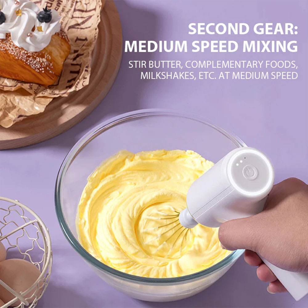 HAOY Mixer Elektrik 3 Kecepatan Hand Whisk Multi Function 13W 800mAh - HMF30 Gambar produk HAOY Mixer Elektrik 3 Kecepatan Hand Whisk Multi Function 13W 800mAh - HMF30 - 4