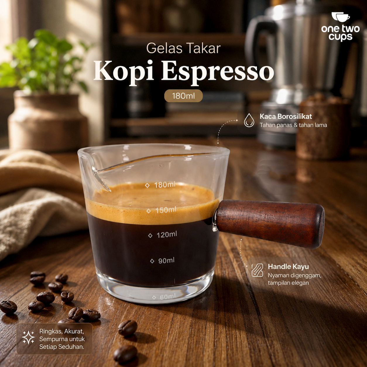 One Two Cups Gelas Takar Kopi Espresso Shot Measuring Cup 180ml - MK-18 Gambar produk One Two Cups Gelas Takar Kopi Espresso Shot Measuring Cup 180ml - MK-18 - Utama