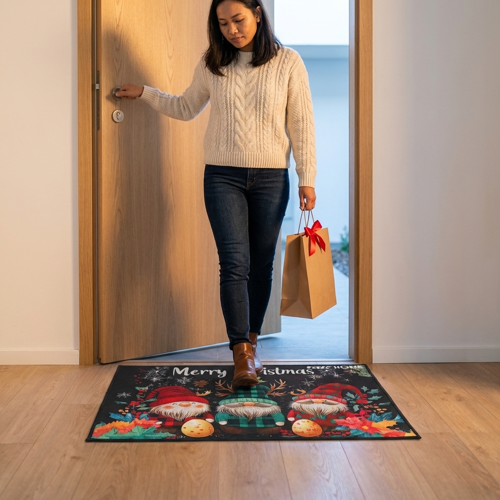 Gambar produk TaffHOME Keset Kamar Mandi Natal Bathroom Mat Absorbent Velvet 40x60cm 3 Gnome - LA-80 - 3