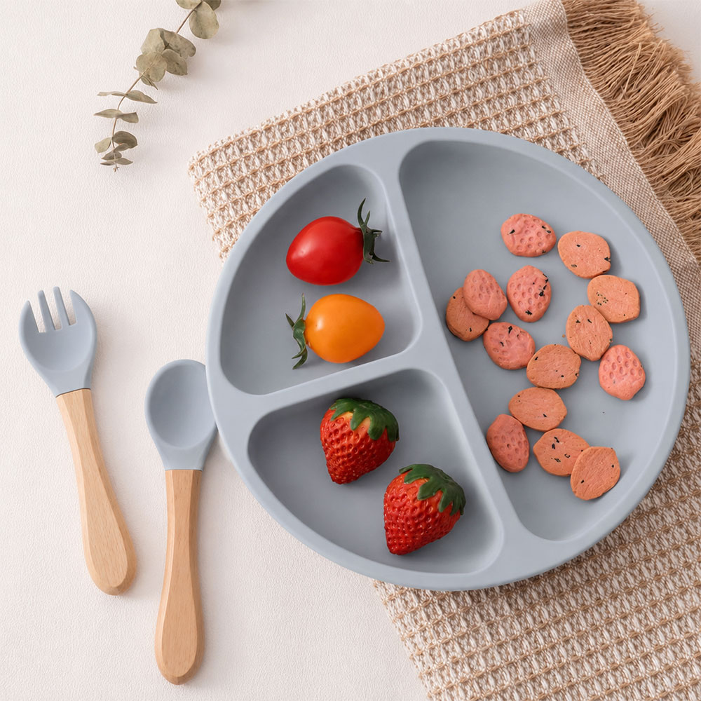 We Piring Silikon Bayi Anti Slip Alat Makan Silikon Baby Plate Suction - SGEE15 Gambar produk We Piring Silikon Bayi Anti Slip Alat Makan Silikon Baby Plate Suction - SGEE15 - 2