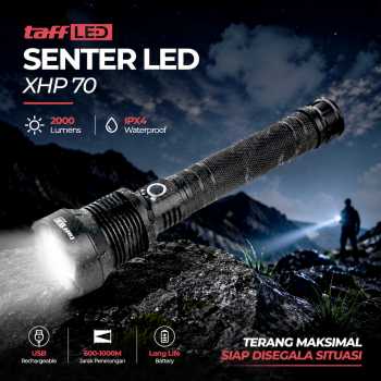 TaffLED Senter LED XHP 70 Rechargeable Waterproof IPX4 2000 Lumens - JHS522X