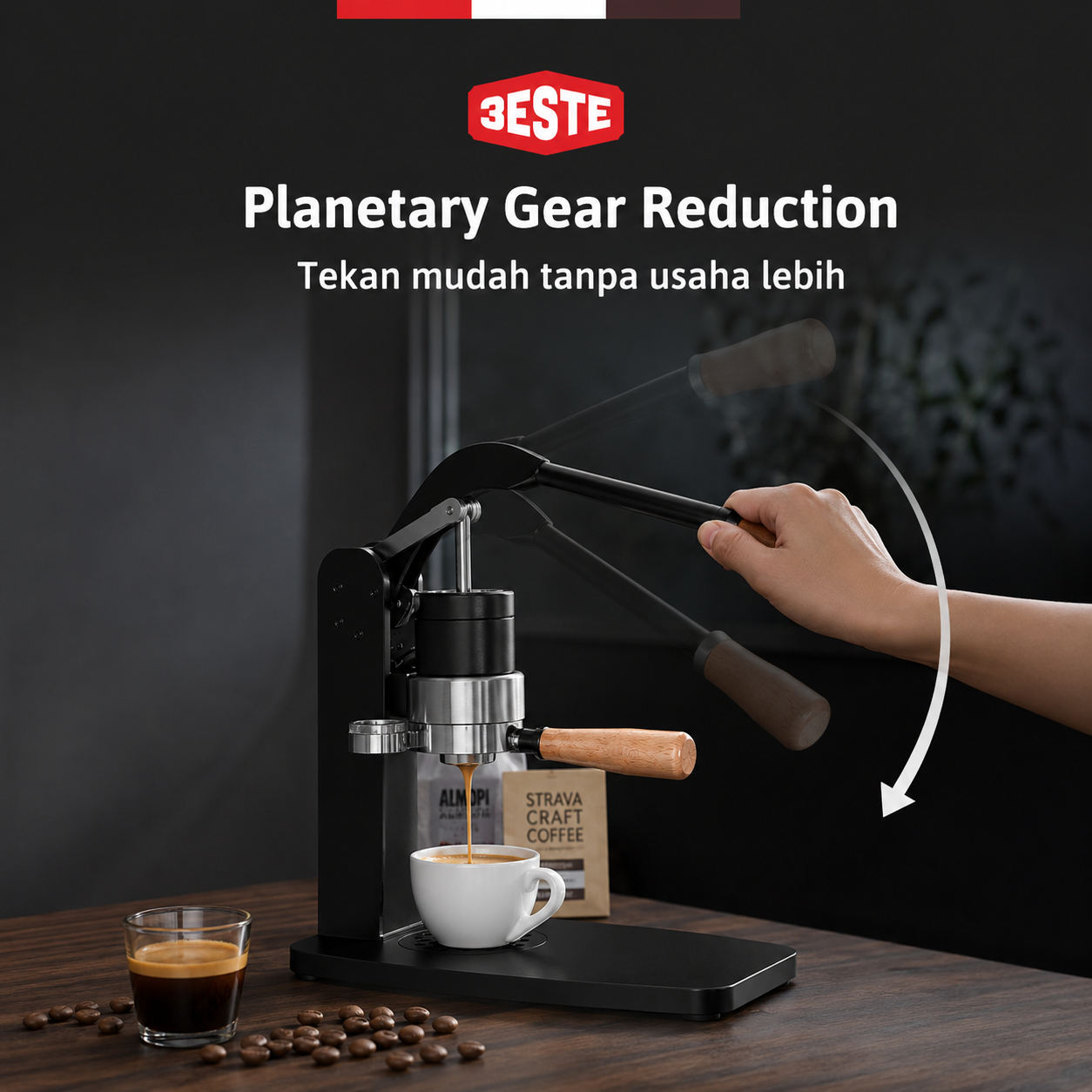 Trieste Mesin Kopi Espresso Manual Hand Press Planetary Gear Reduction - K11 Gambar produk Trieste Mesin Kopi Espresso Manual Hand Press Planetary Gear Reduction - K11 - 3