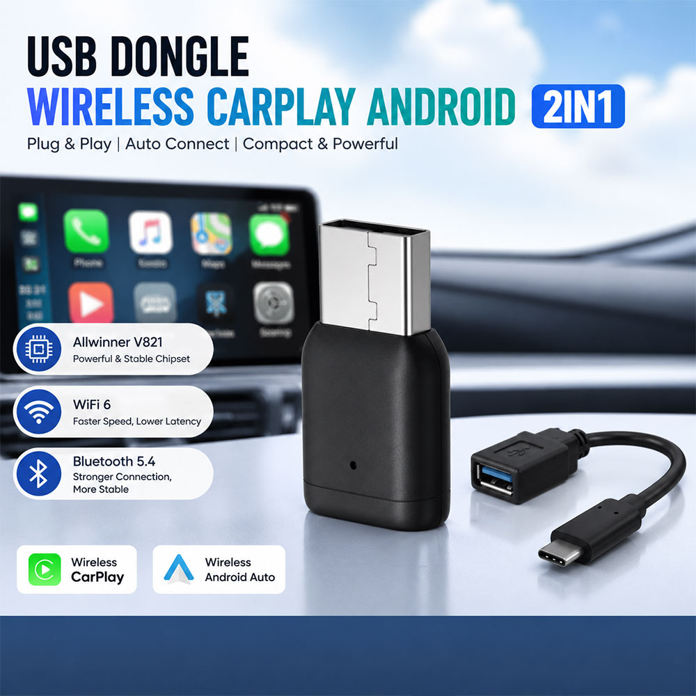 BAJEAL USB Dongle Wireless CarPlay Android 2in1 WiFi Dual Band - X8 Gambar produk BAJEAL USB Dongle Wireless CarPlay Android 2in1 WiFi Dual Band - X8 - Utama