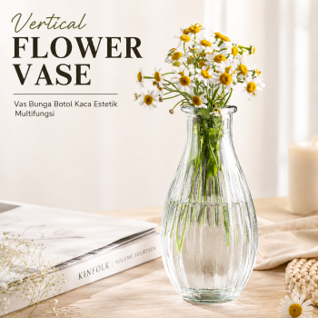 TaffHOME Vas Bunga Botol Kaca Estetik Multifungsi Vertical Flower Vase - FN-14