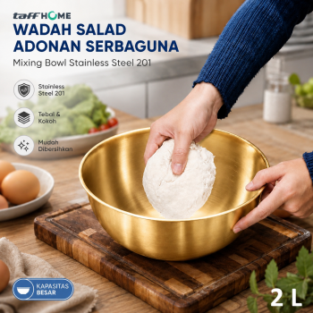 TaffHOME Wadah Salad Adonan Kue Serbaguna Mixing Bowl Stainless Steel - INU69